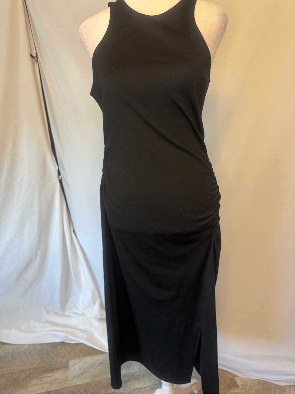 a new day Black Sleeveless Maxi Dress with Side Ruching, Side Slit